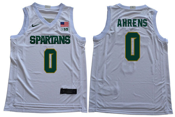 2019-20 Men #0 Kyle Ahrens Michigan State Spartans College Basketball Jerseys Sale-White